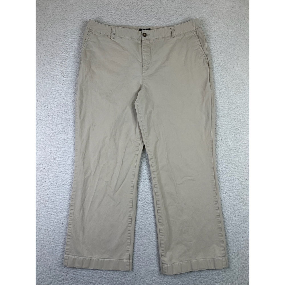 Eddie Bauer Womens 16 Khaki Mercer Fit Chino Pants Beige Stretch Cotton Straight